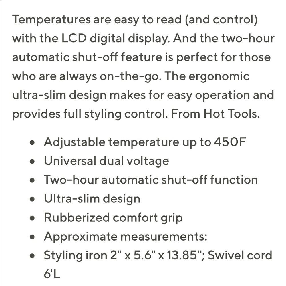 New without box Hot Tools 1” ceramic digital flat iron - Picture 8 of 8